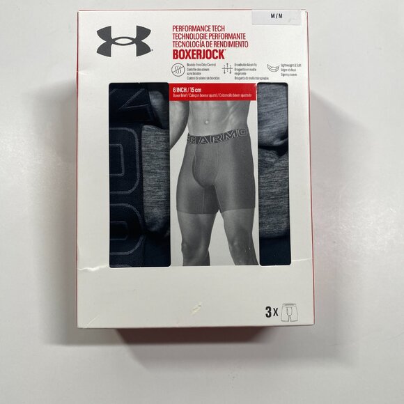 NWT Under Armour UA Performance Tech 6" Boxerjock Boxer Briefs - 3 Pack - Picture 1 of 3